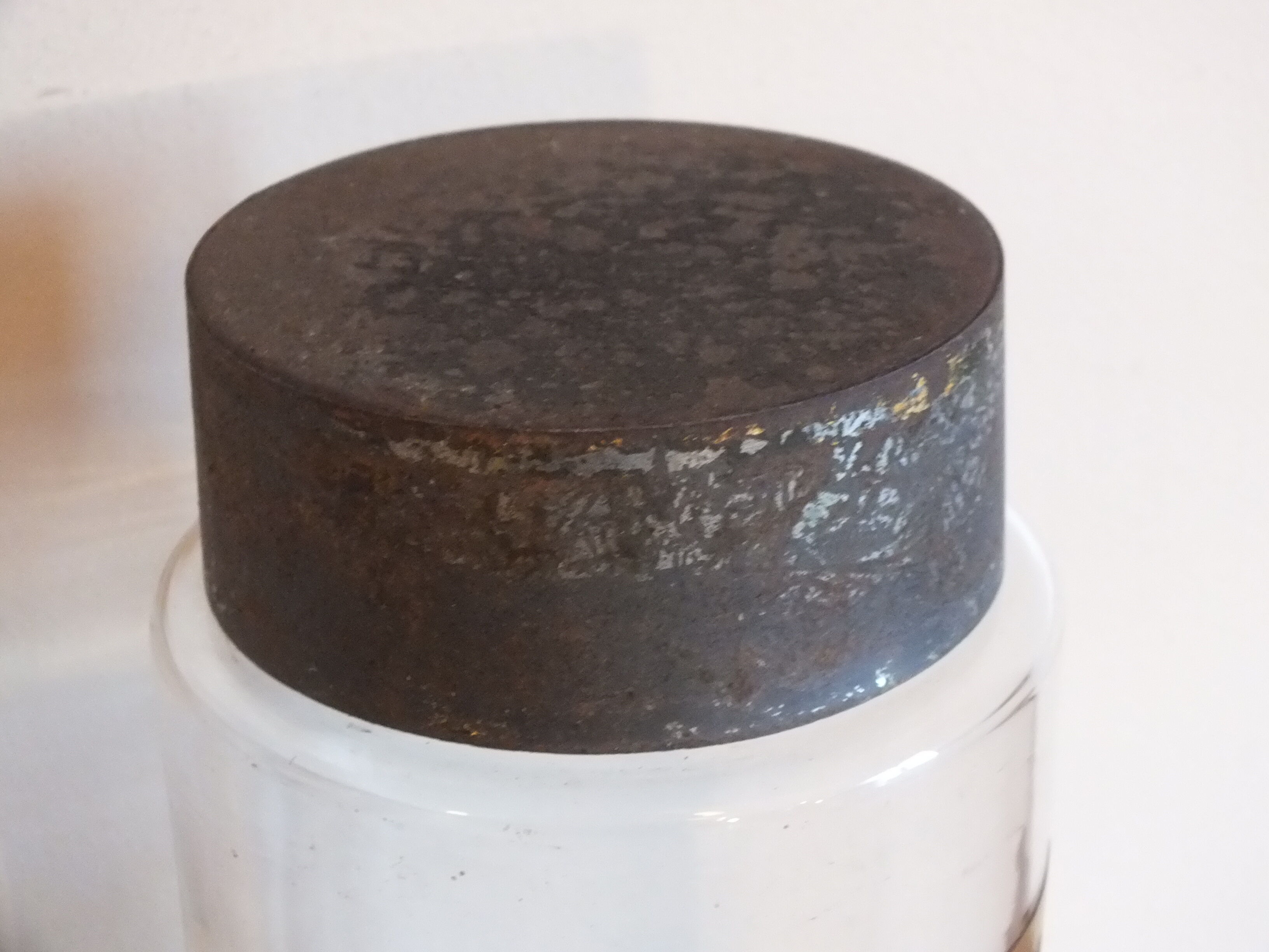 Old medicine jar - glass apothecary: Flax seeds