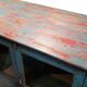 Blue and red glass sideboard with large old teak wood top