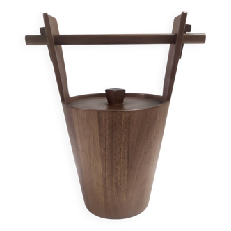 Postmodern Ebonized Beech Ice Bucket by Anri Form, Italy