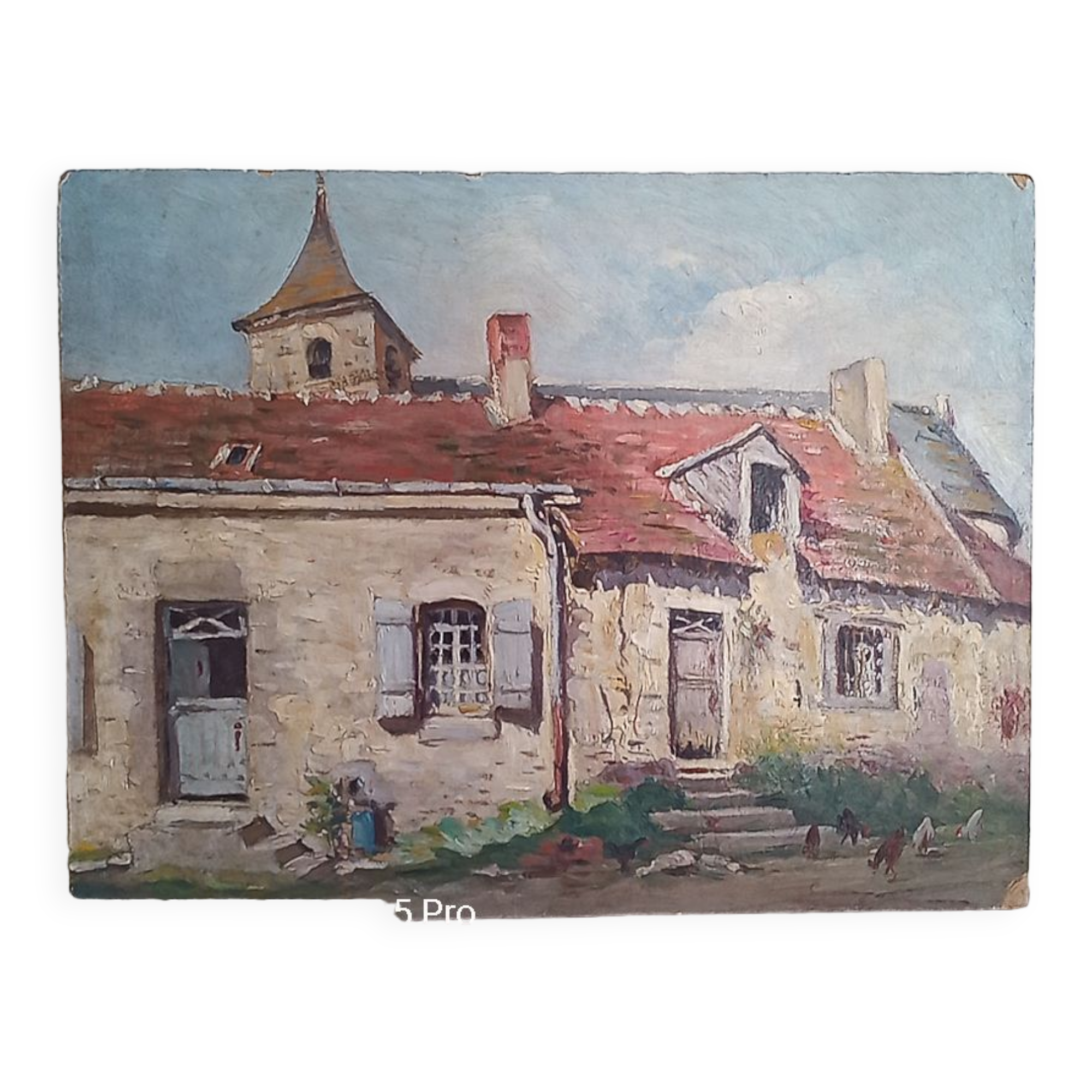 Edouard Leverd (1881-1950) oil on cardboard - 35 x 27 cm - farm in Villemardy