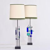 Pair of Mid-century Modern Iron and Glass Table Lamps by Svend Aage Holm Sørensen