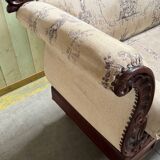 Mahogany wood/fabric bench circa 1900