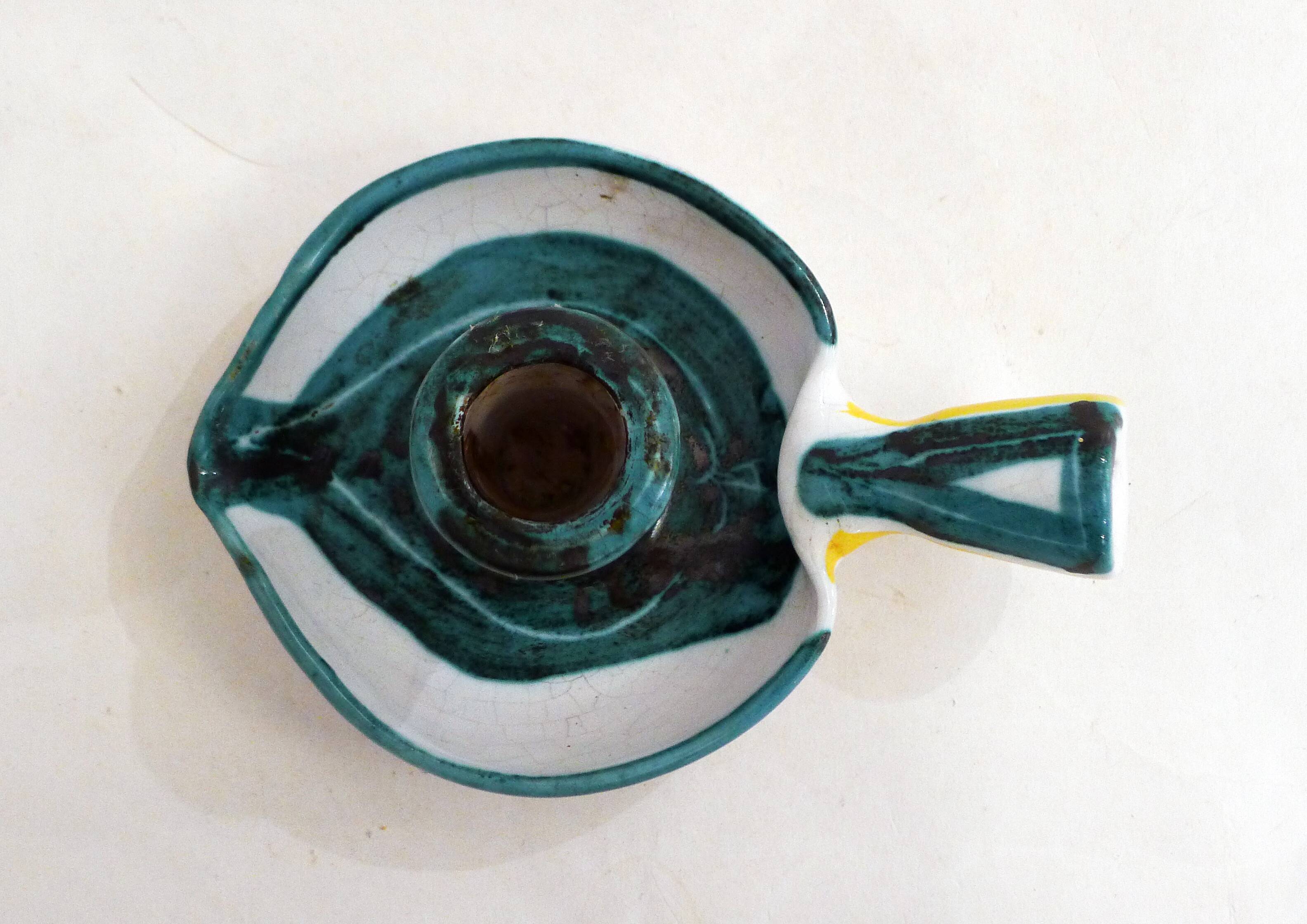 Midcentury Ceramic Candle Holder Picault Style