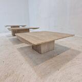Set of 3 Italian Travertine Coffee or Side Tables, 1980s
