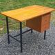 Vintage oak desk with a metallic base from the 1960s.