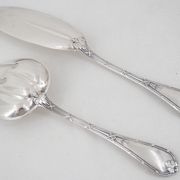 Christofle Rubans model Bell service fish cutlery set, silver-plated, 2 pieces.