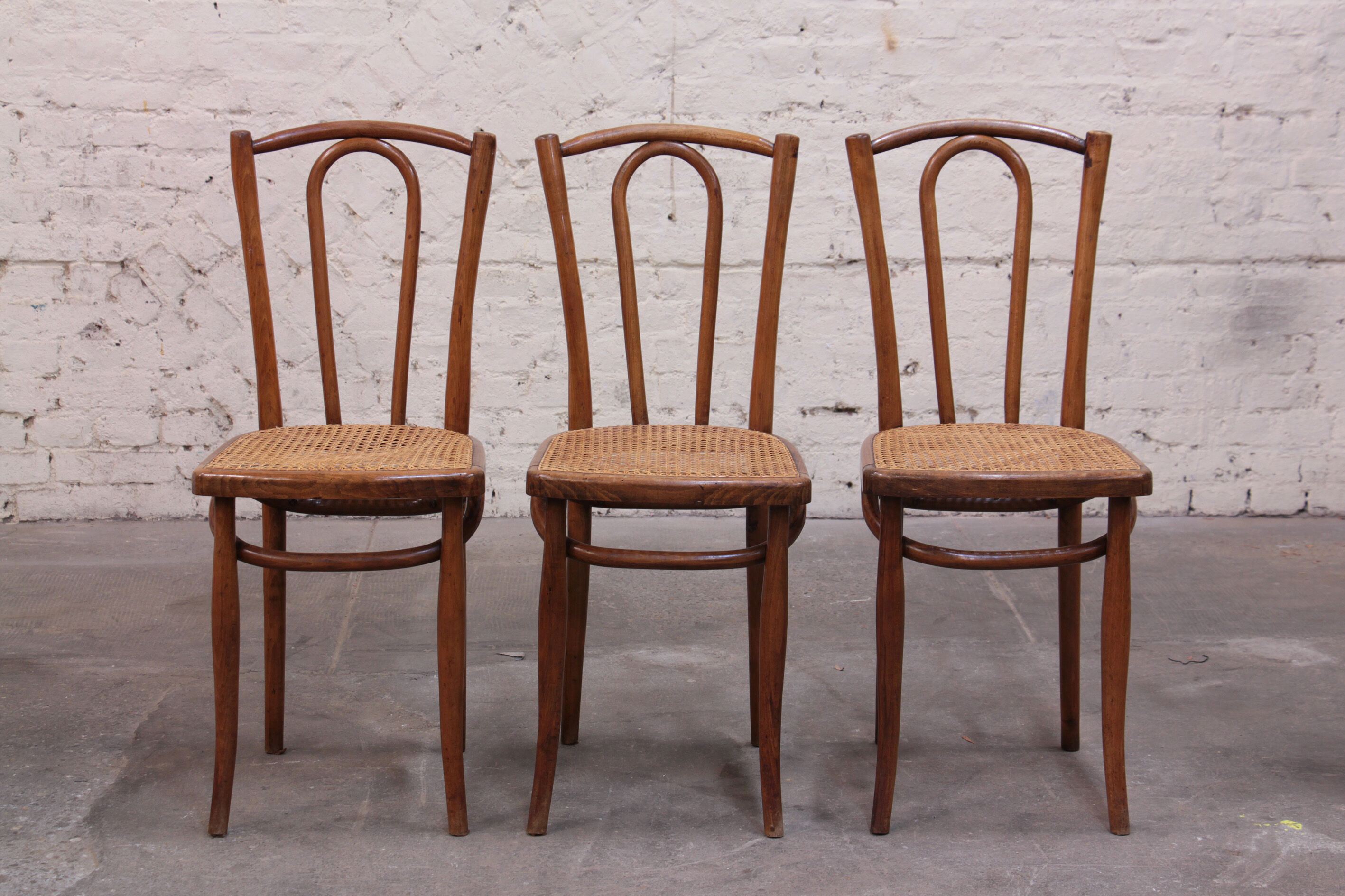 Bistrot chair in curved wood and caning