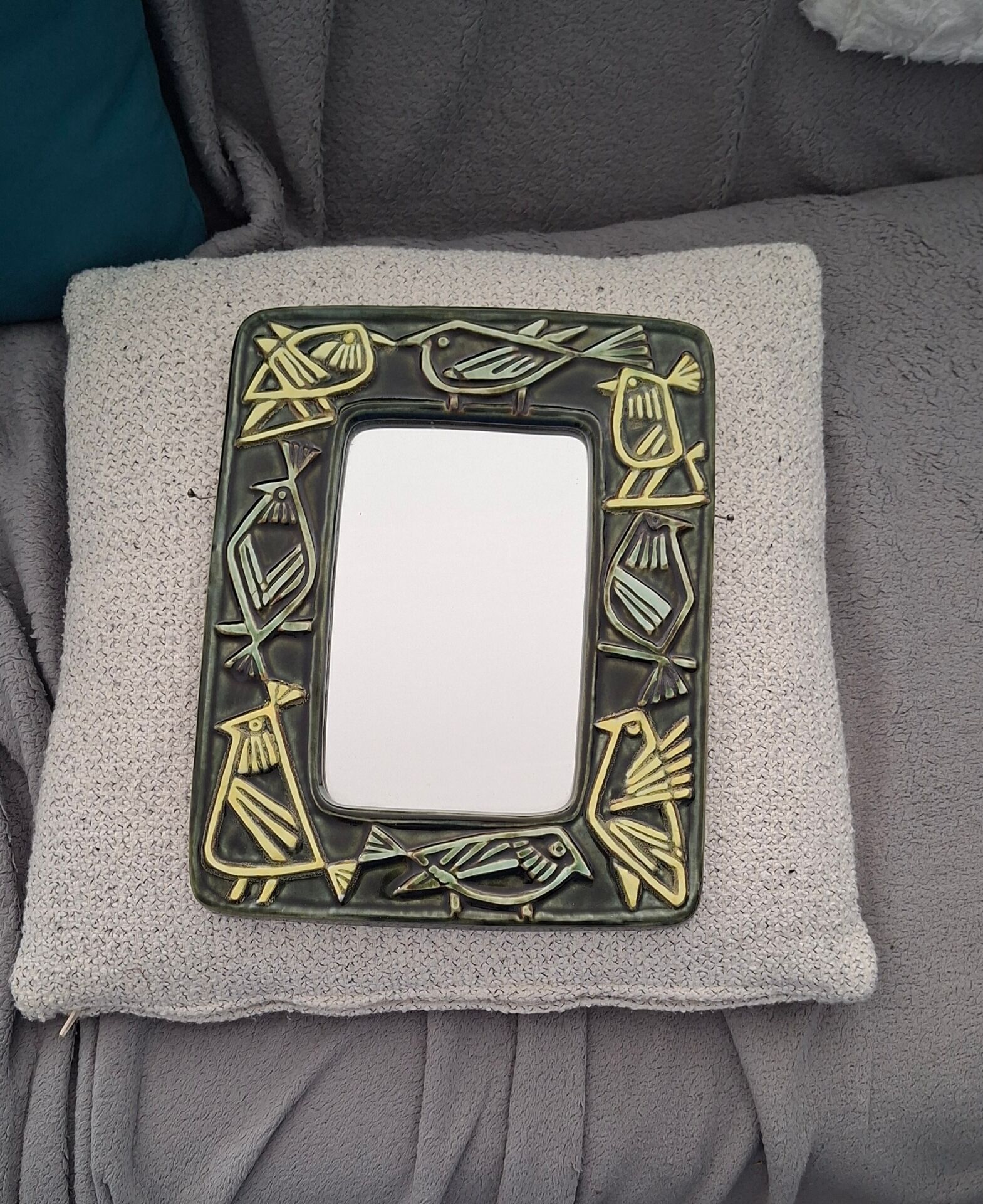 Ceramic Bird Mirror Lisa Larson Harlequin Series / Gustavsberg