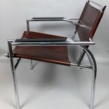 Pair of armchairs chromed metal and leather, 60 years