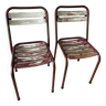 Paire chaises bistrot bois métal style tolix anciennes