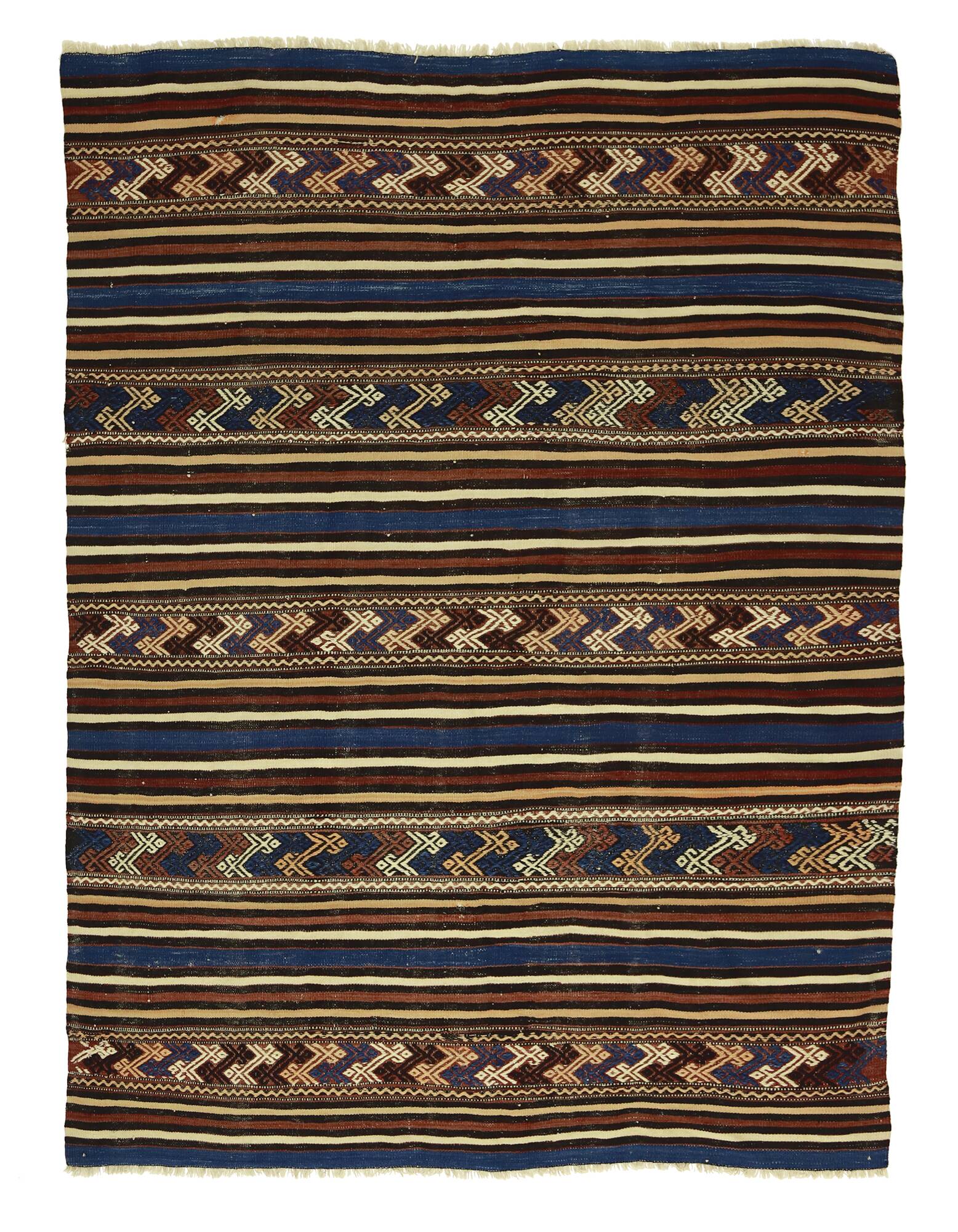 Turkish Anatolian Handmade Vintage Area Kilim Rug 186 cm x 144 cm