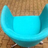 Turquoise mottled fabric armchair edited by CB2