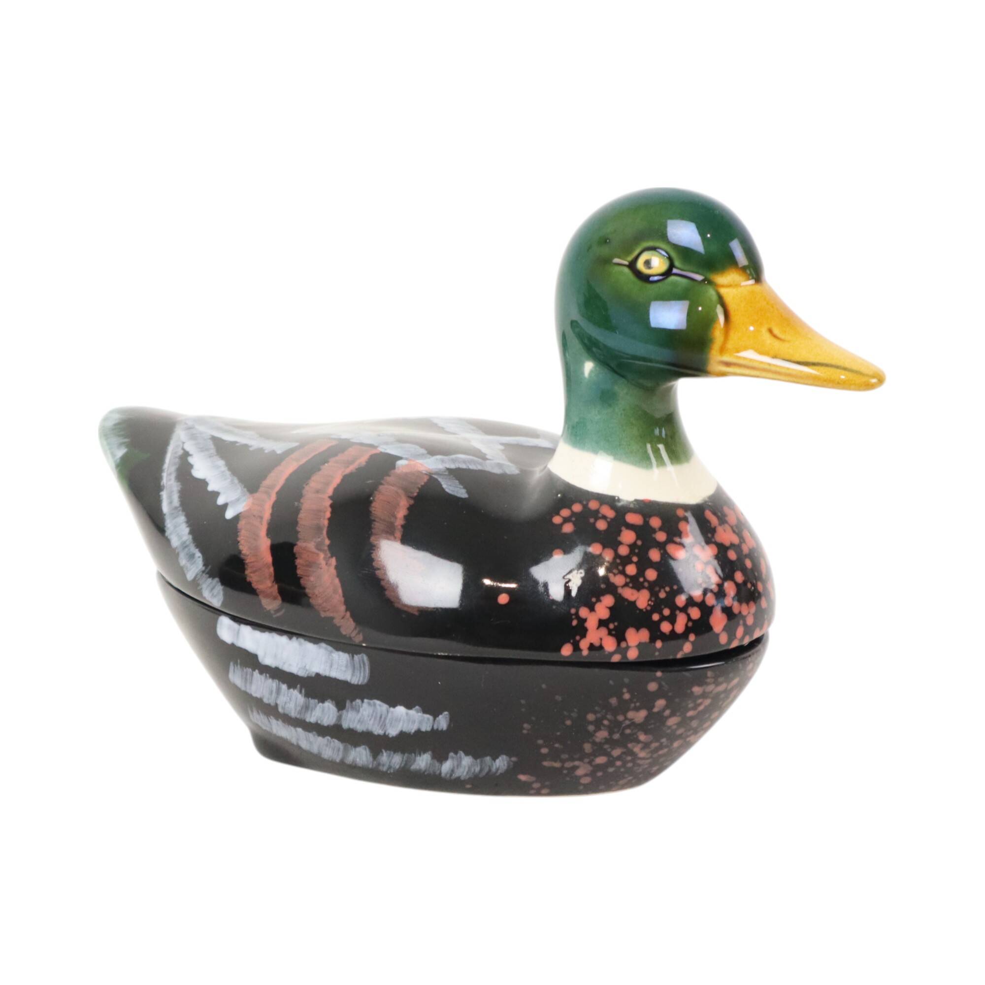 Sixties Michel Caugant Duck Terrine Pate Mold Glazed Earthenware