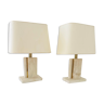 Pair of brass and travertine lamps Camille Breesch