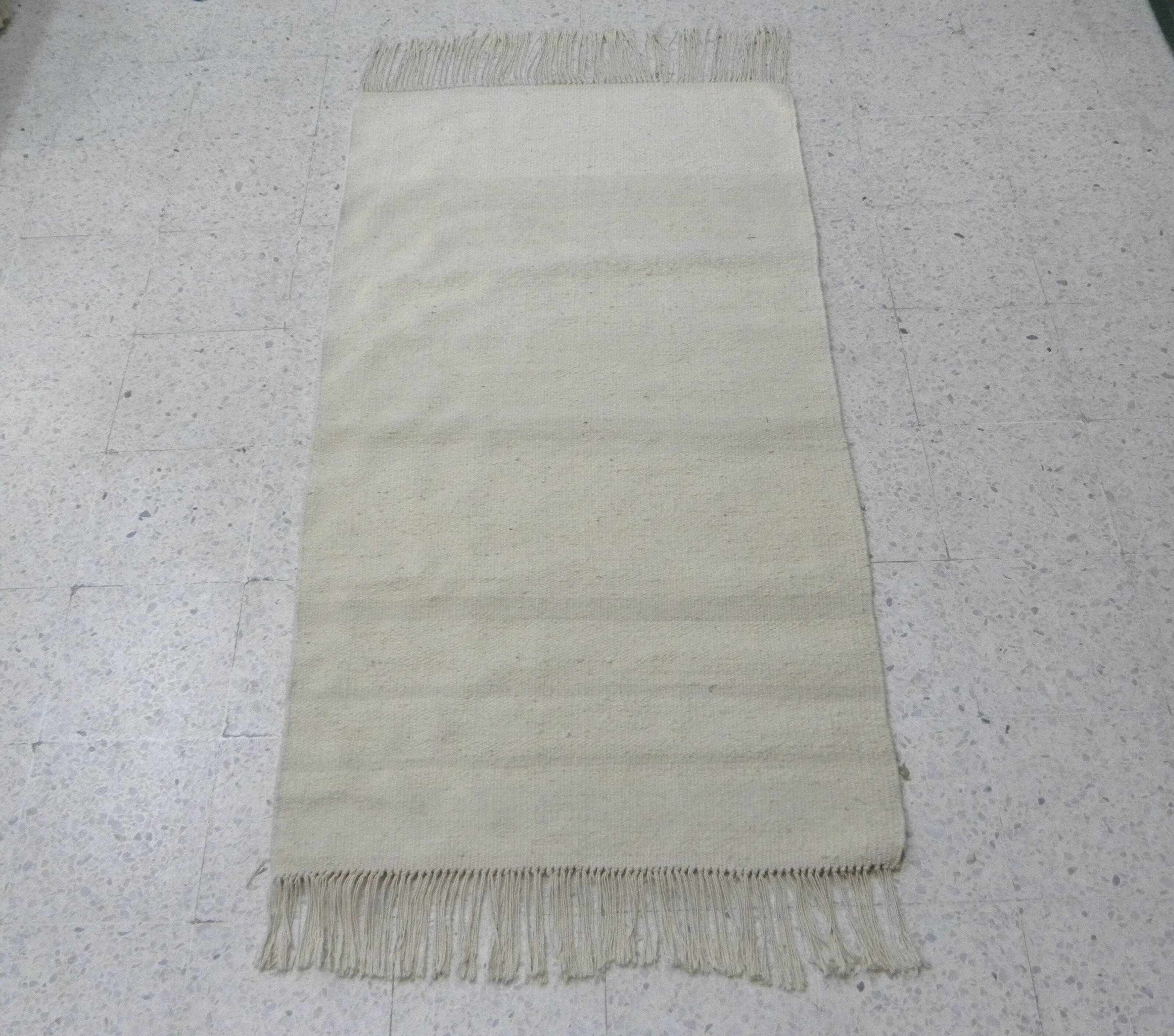 Hand-knotted Traditional Artisan Rug in Beige Ecru without Pattern