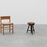 Art Deco adjustable piano stool with original upholstery, France 1920s