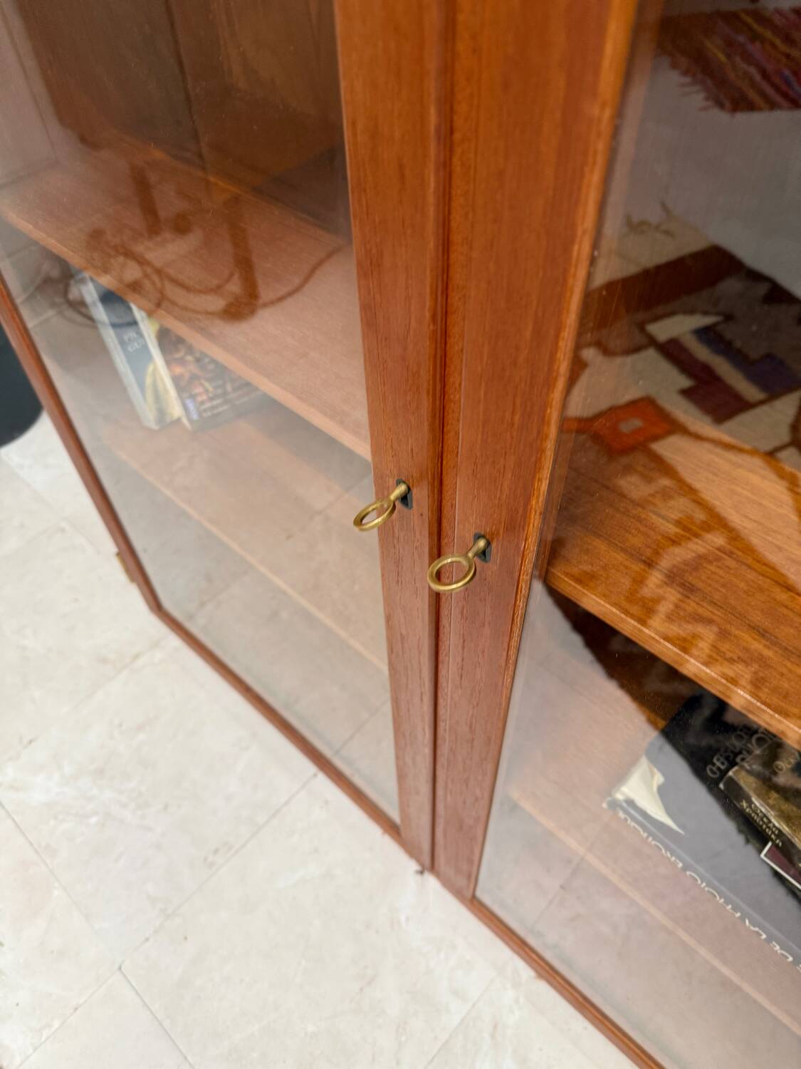 Teak glass bookcase