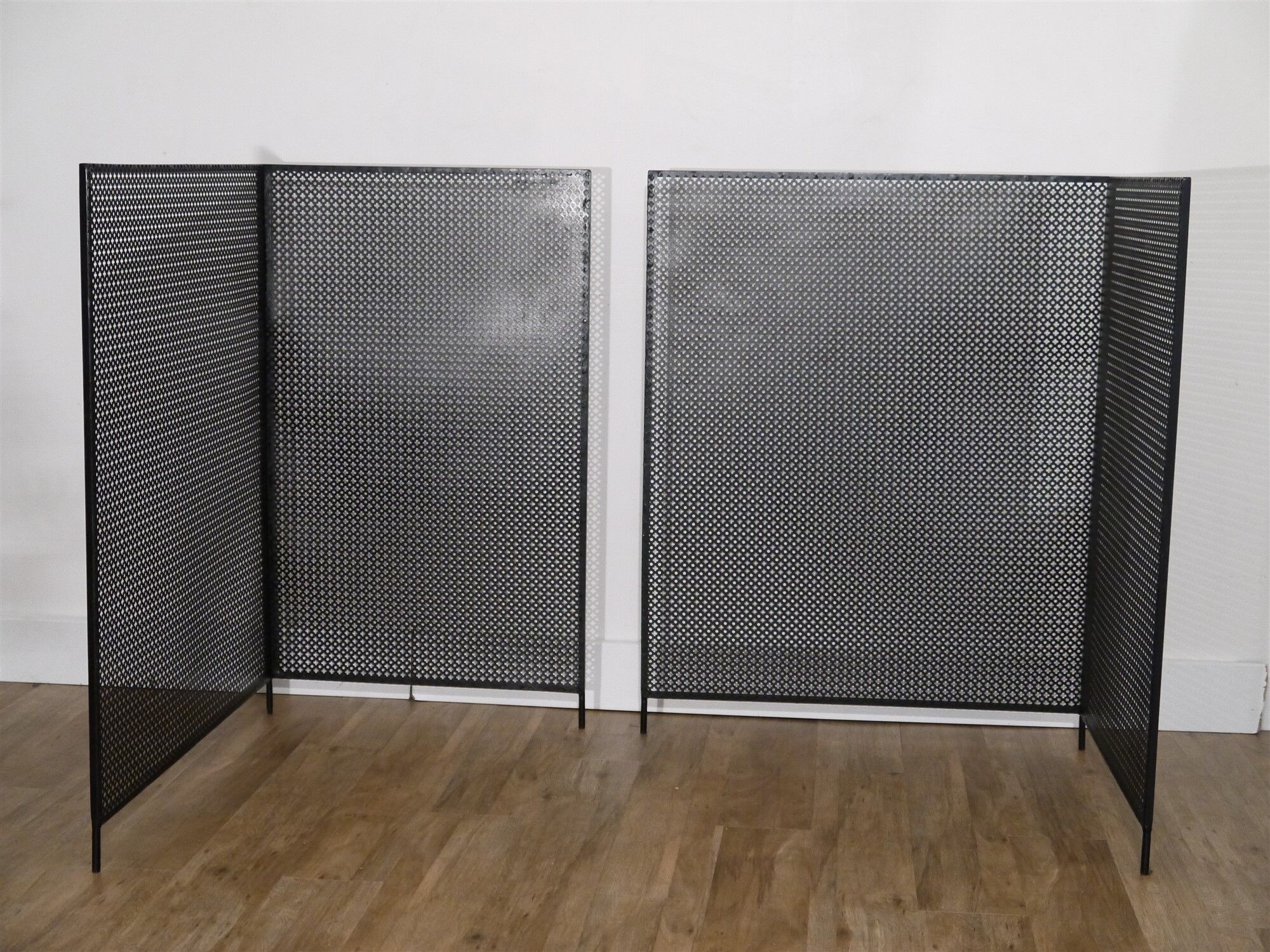 Pair of trellis, vintage perforated metal screen