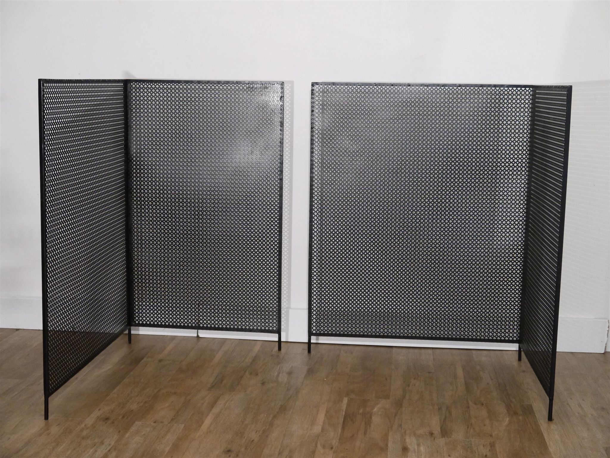 Pair of trellis, vintage perforated metal screen