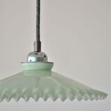 Vintage suspension in opaline scalloped mint color with water