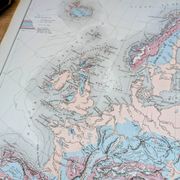 Europe and its reliefs, original map printed in 1879.
