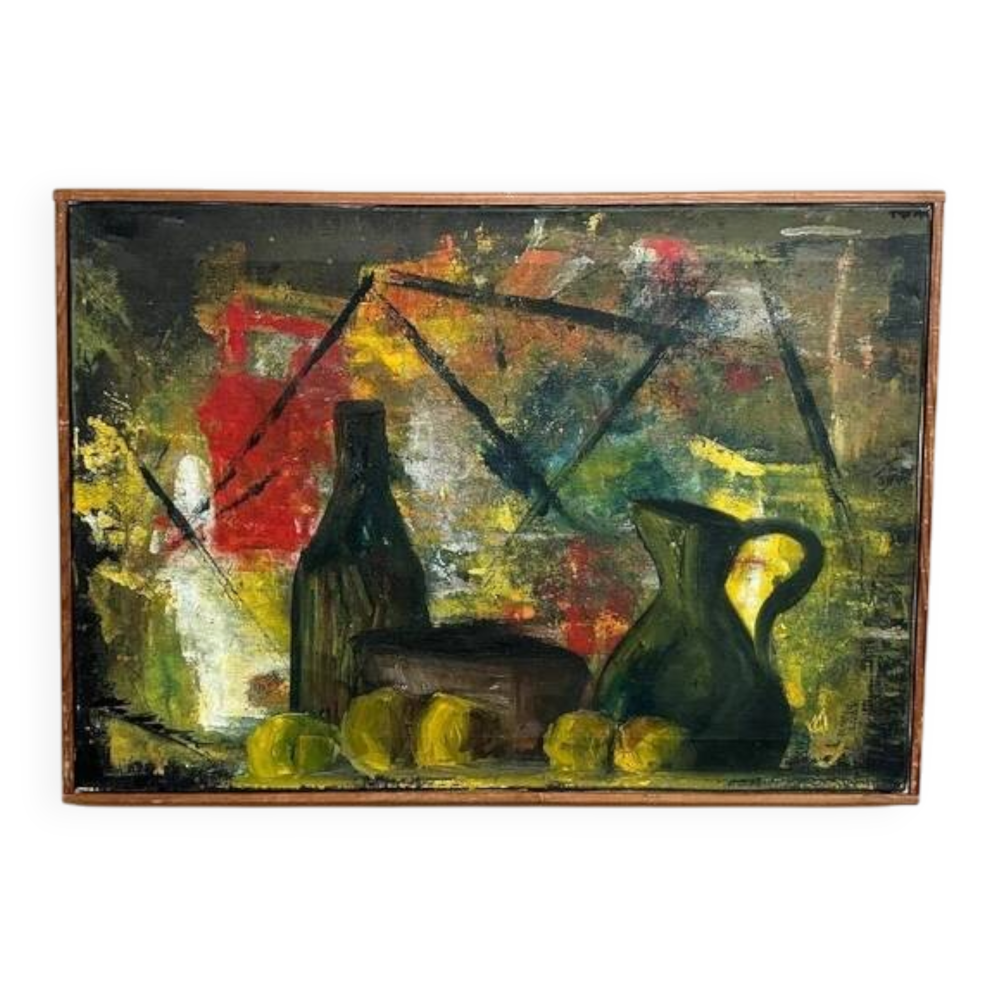Original Swedish oil on canvas “Still Life” by Pierre Mas, vintage & framed 67x47cm