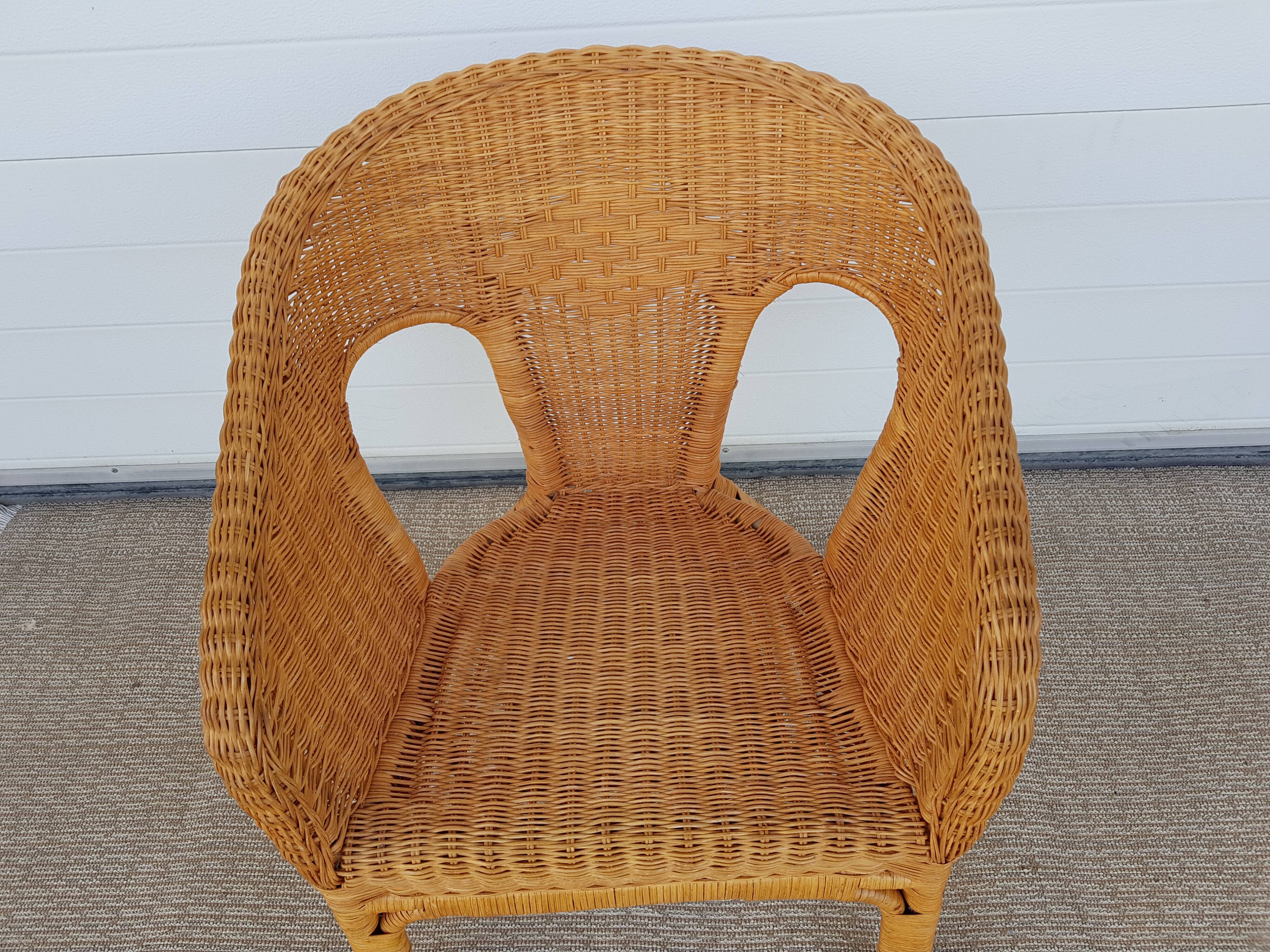 Old 50s 60s chair in Bamboo, Rotin and Vintage Osier