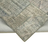 Handwoven oriental overdyed 176 cm x 241 cm grey patchwork carpet