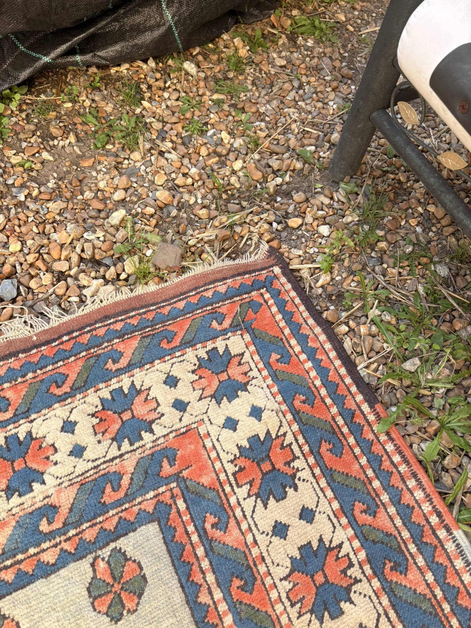 Antique Kazak Caucasian Carpet Wool 200x120 Vintage Blue Oriental Carpet 1900