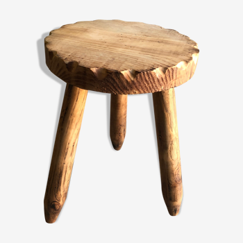 Tabouret tripode bois brut