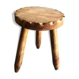 Tabouret tripode bois brut