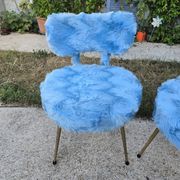 pair of Pelfran chairs blue faux fur - vintage