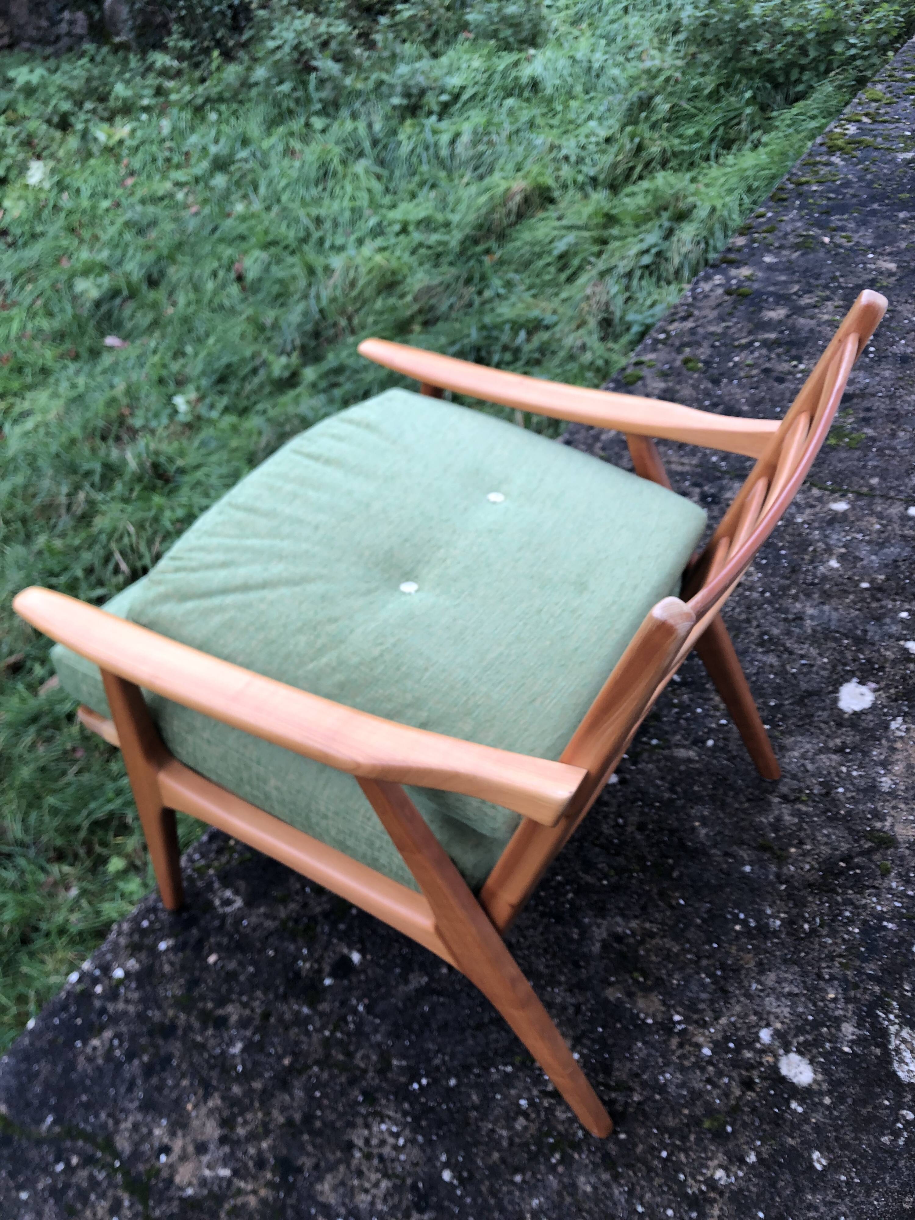 Fauteuils scandinaves bois blond vintage Années 60