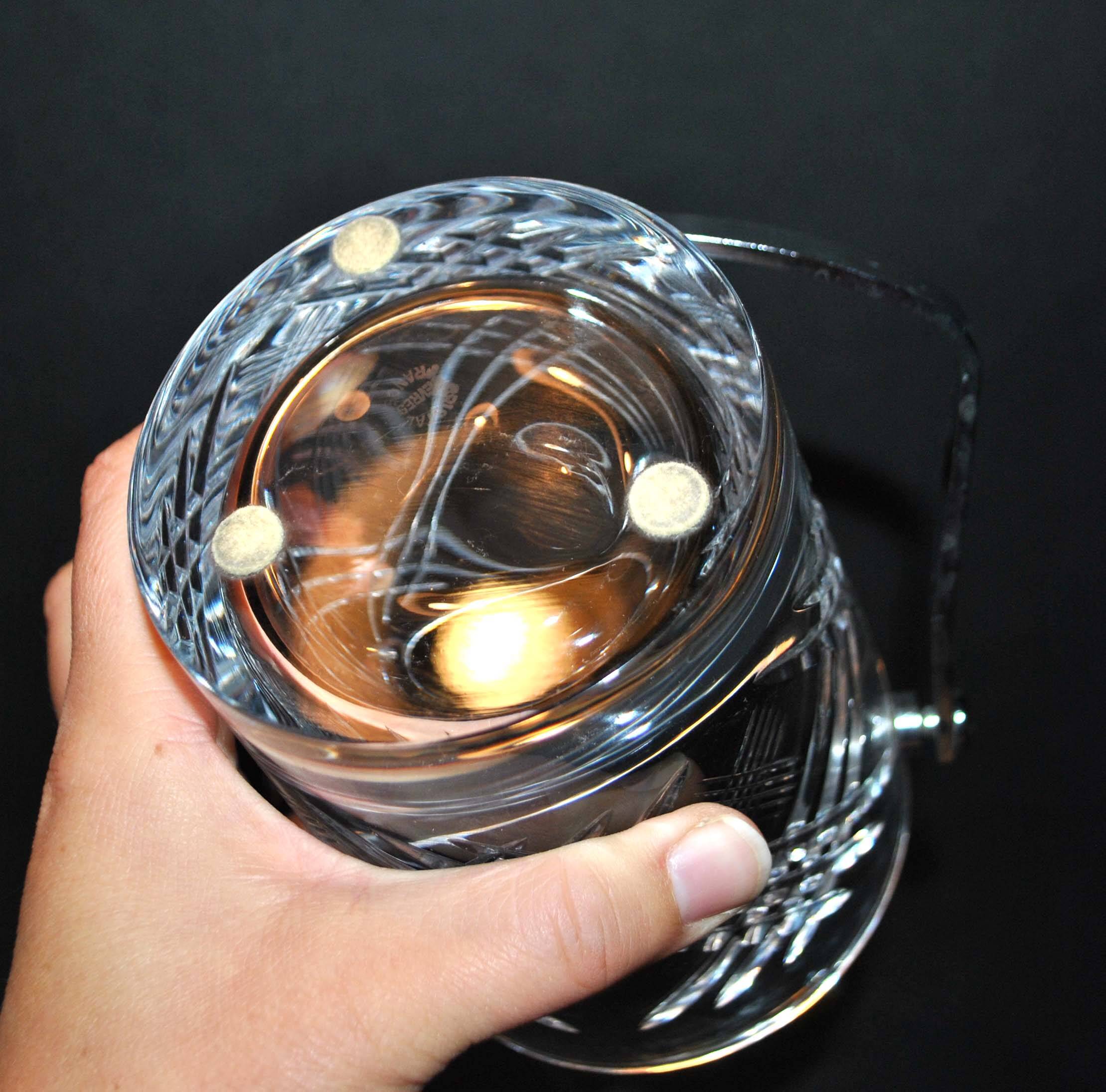 Vintage Crystal Ice Bucket - Ice Cube Pot and Spoon Signed Sèvres