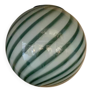 Contemporary Blue and Milky-White Sphere Pendant in Murano Glass