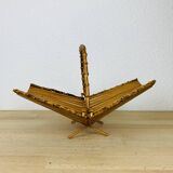 Vintage rattan fruit basket, folding