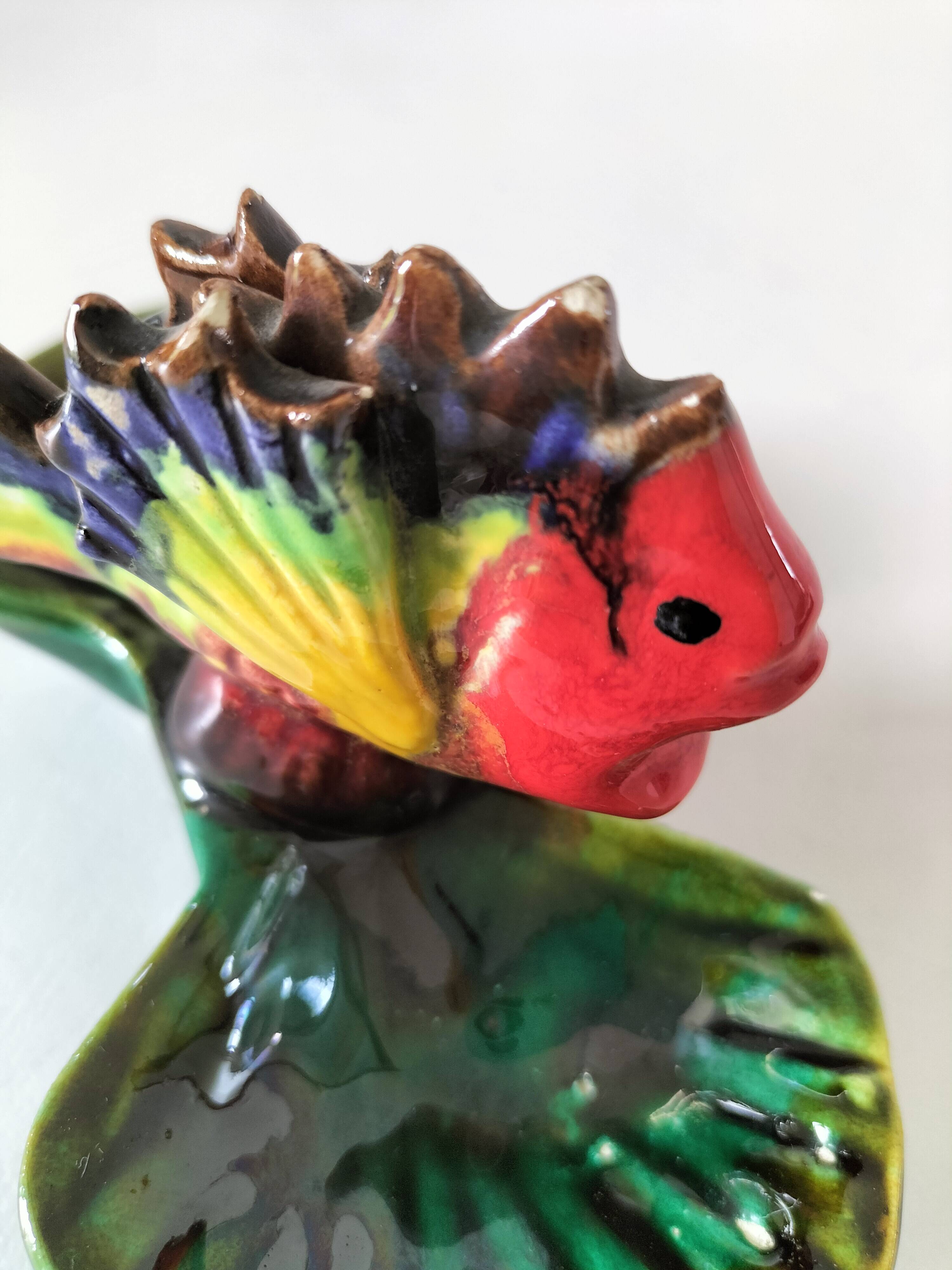 Vintage 1960s-1970s fish barbotine pocket vases