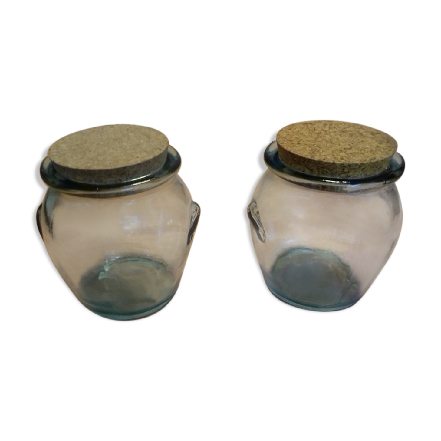 2 green Sage old jars