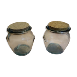 2 green Sage old jars