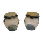 2 green Sage old jars