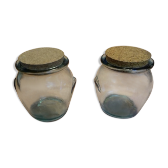 2 green Sage old jars