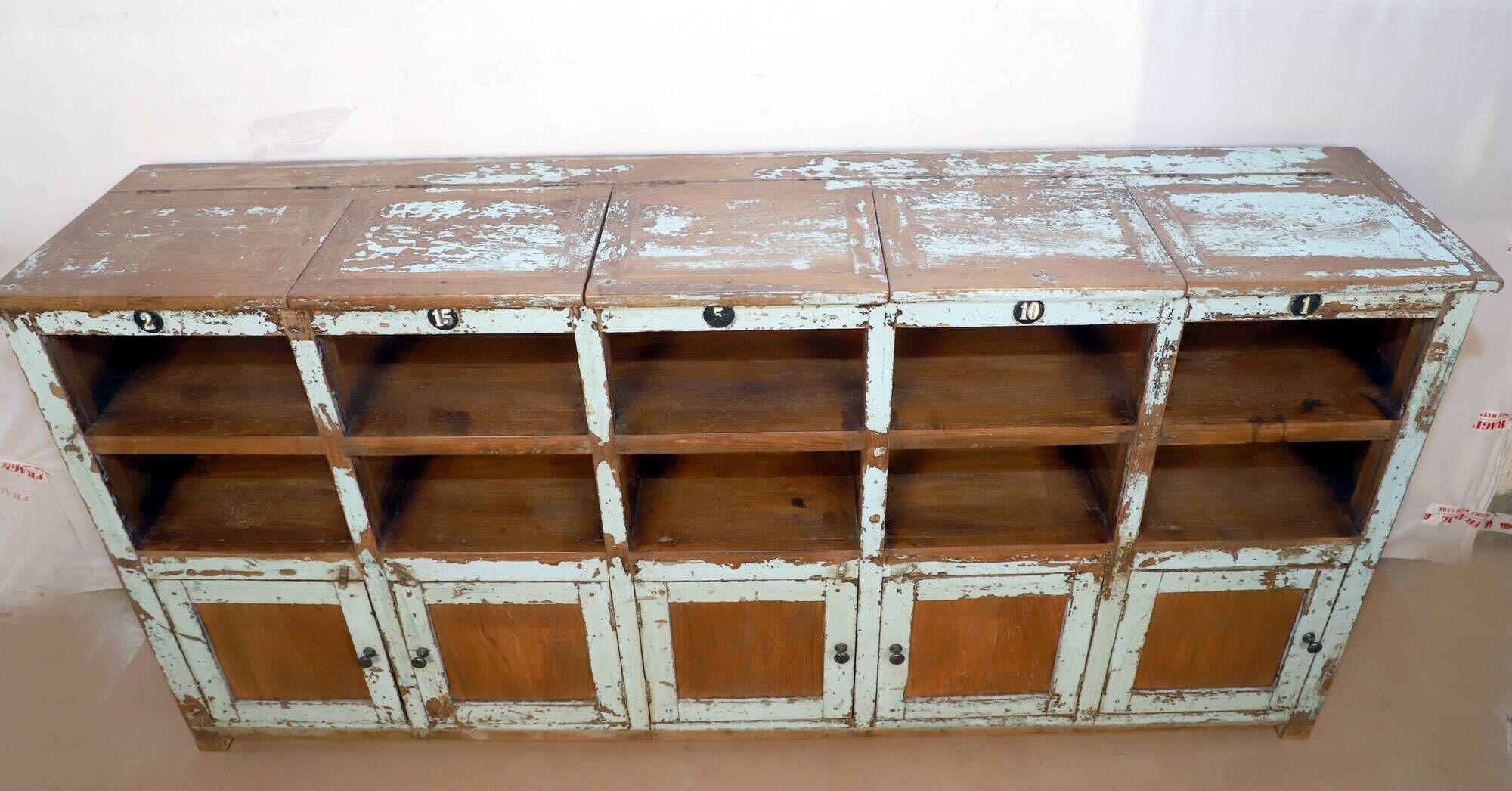 Old Burmese teak craft furniture with original blue patina