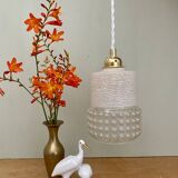 Vintage globe pendant light in white and transparent glass