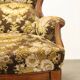 Fauteuil ancien umbertin en noyer et tissu, Italie, XIX Century