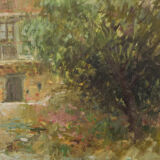 Joan Ramon Palau Junca - Impressionist Painting with River and Chalets