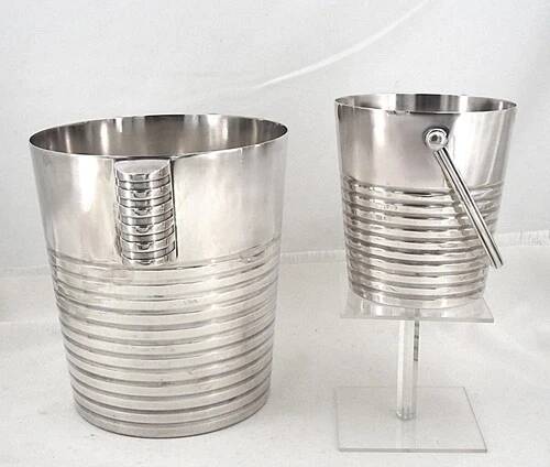 Champagne bucket and ice bucket, Luc Lanel for Christofle model Ondulation.
