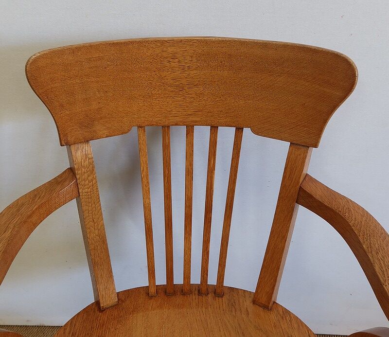 Adjustable office chair, in solid light oak – 1940