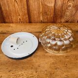 Vintage amber molded glass ceiling light