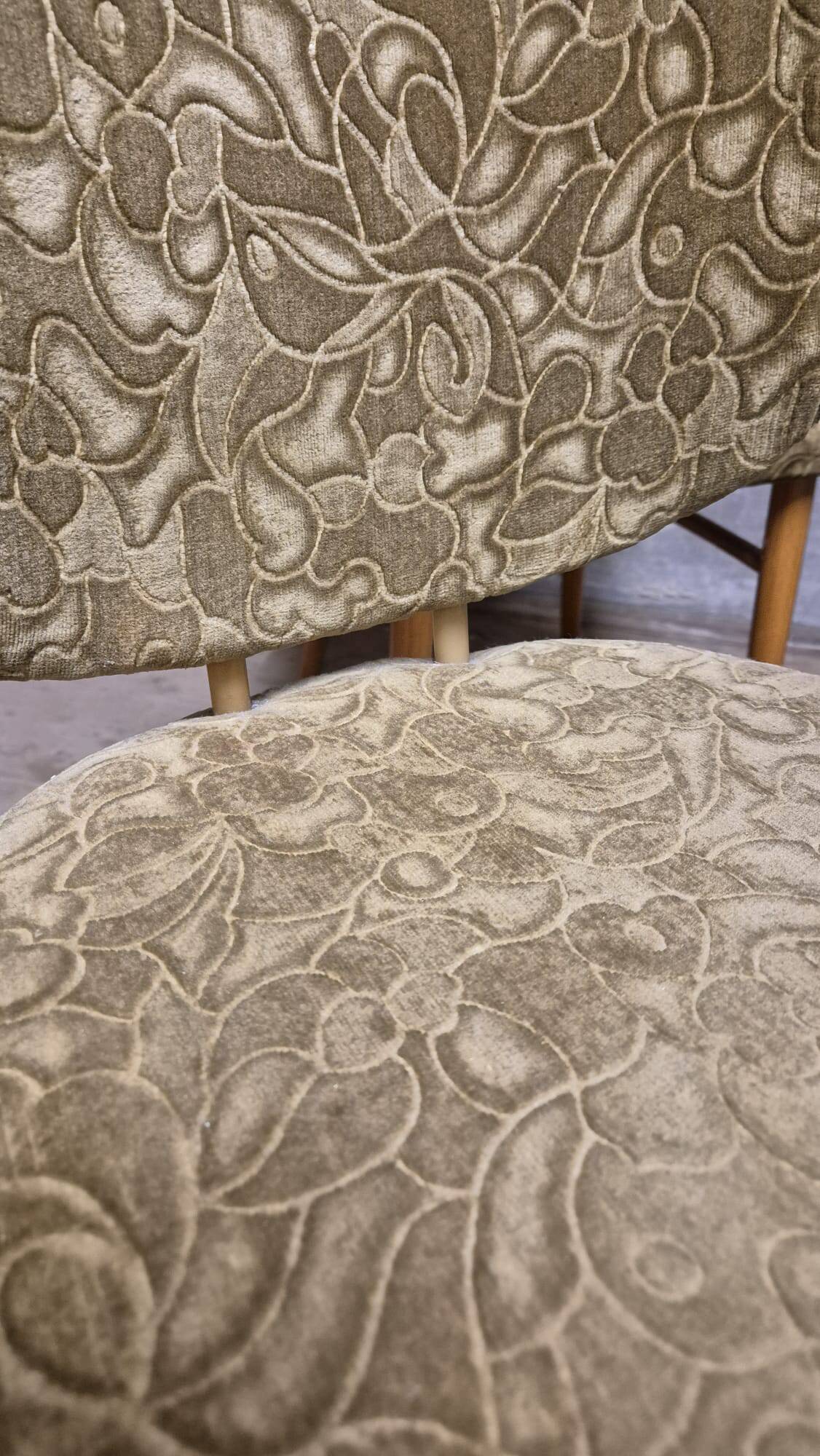 Bentwood dining chairs set of 4, retro beech wood & olive velour, TON 1960s–1970s, Czechoslovakia