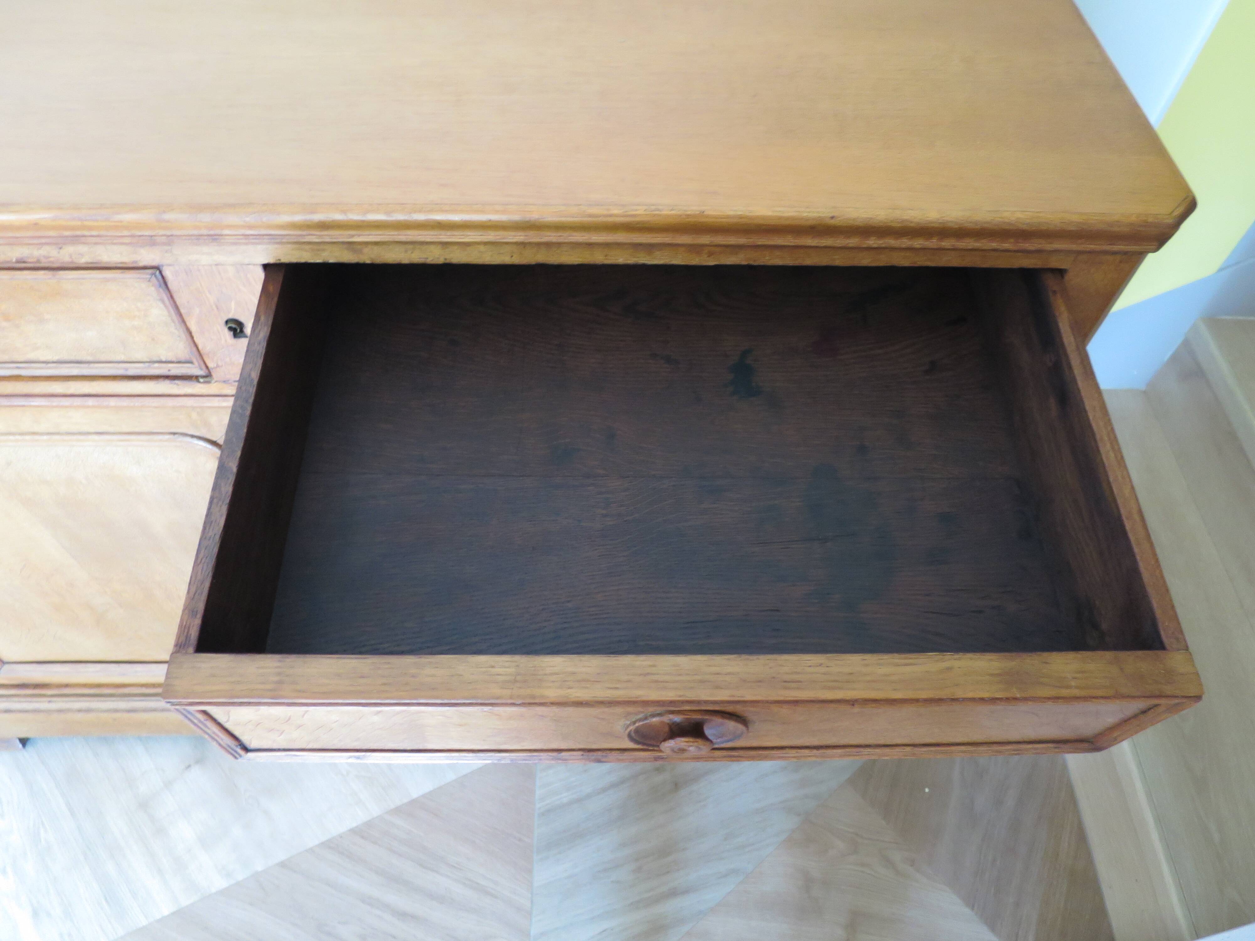 Old - Beautiful solid oak sideboard - 2 doors - 2 drawers in golden oak color